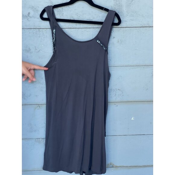 Lux Sleeveless Beaded Round Neck Black Mini Dress M - Picture 2 of 3